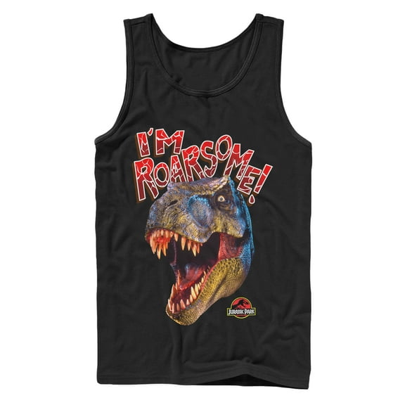 Men's Jurassic Park I'm Roarsome T.Rex Tank Top Black Medium