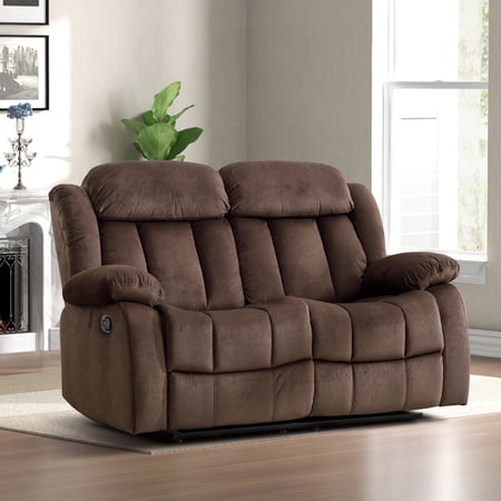 Bonzy Home Loveseat Sofa Set Double Recliner Manual Reclining Chair for Living Room Brown