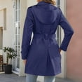 thumbnail image 3 of Trench Coat for Women Mid-length Hooded Double Breasted Dressy Casual Pea Coat Belted Fall Jacket with Pockets (M, Blue), 3 of 7