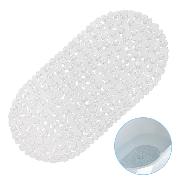 Semfri 27x14 Oval Pebble Bath Mat with Suction Cups, Clear photo 6