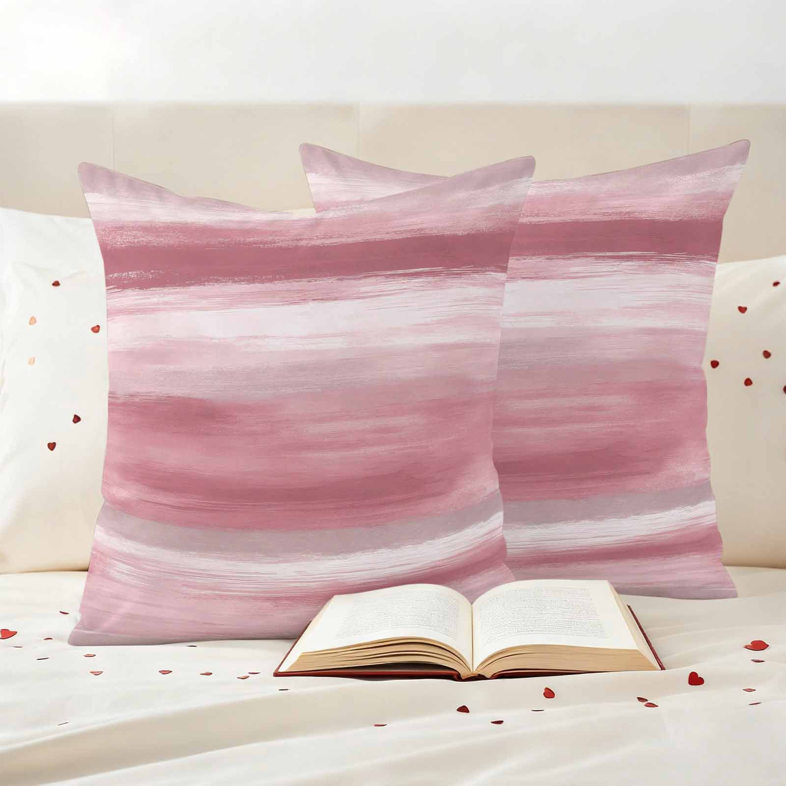 Pink Grey Outdoor Waterproof Pillow Covers, Abstract Art Oil Painting Blue Ombre Decorative Square Throw Pillowcase Sofa Cushion Sham for Patio/Couch/Chair, 24"x24" 2 Pack