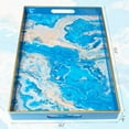 thumbnail image 3 of Blue Marble Serving Tray, Plastic Decorative Tray for Coffee Table, Living Room, Ottoman 15.6” X 10.2", 3 of 5
