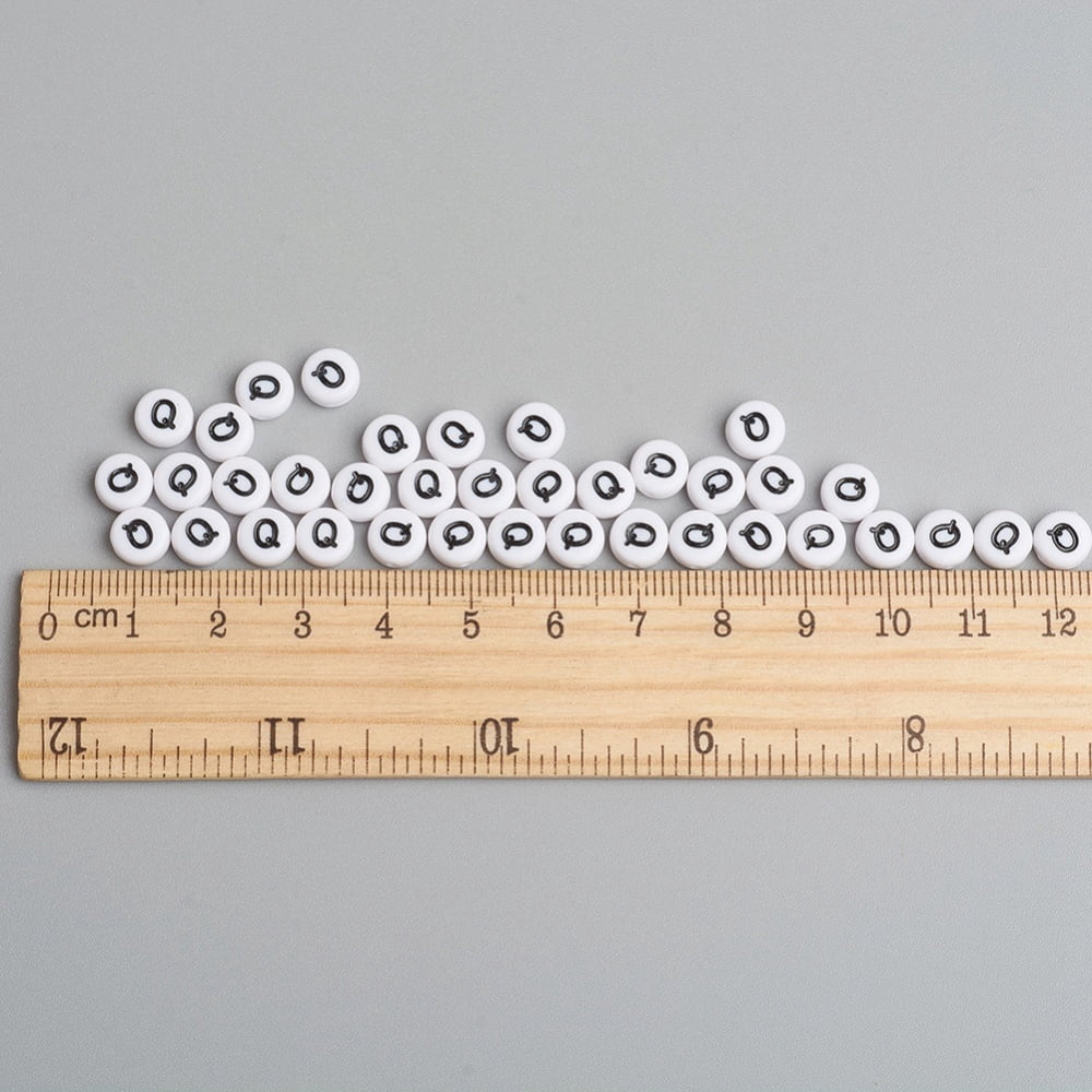 500gs Acrylic Beads with Horizontal Hole Letter Flat Round Letter Q 7x4mm Hole: 1.2~1.8mm about 3500pcs/500g