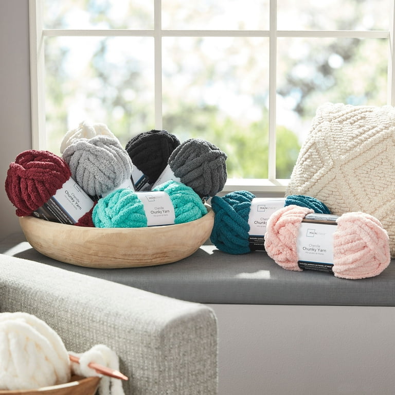 Mainstays Chunky Chenille Yarn, 31.7 yd, Navy, 100% POLYESTER, Super Bulky, Pack of 4 Mainstays Chunky Chenille Yarn, 31.7 yd, Navy, 100% POLYESTER, Super Bulky, Pack of 4