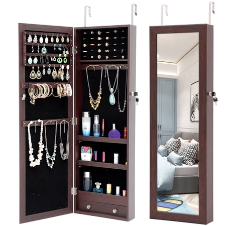 CLEARANCE! Fashion Simple Jewelry Storage Mirror Cabinet Can Be Hung On The Door Or Wall