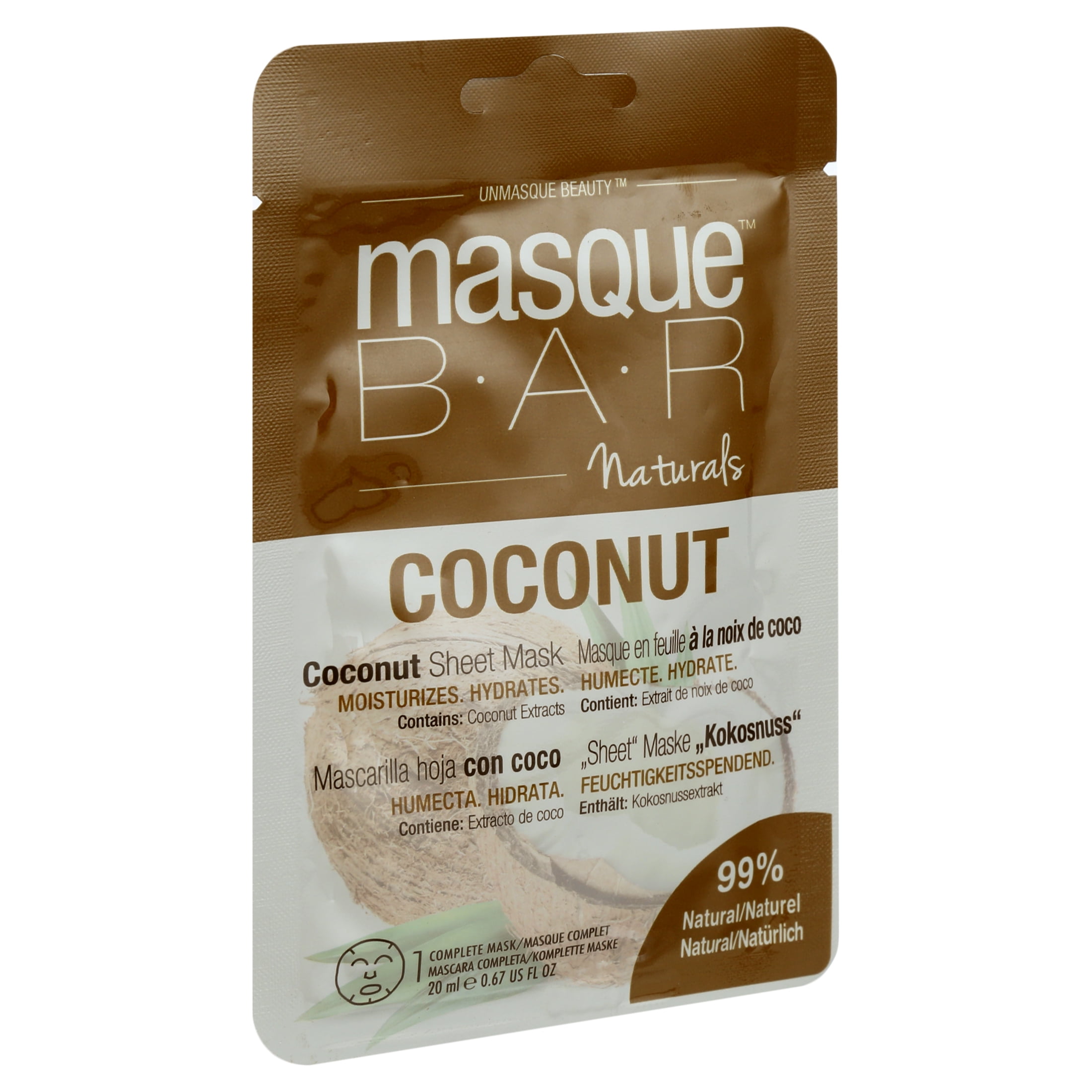 安価 ワタナベ Masque Bar Naturals Coconut Sheet Mask 99% Natural, Vegan パック・フェイスマスク