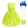 thumbnail image 5 of Girls Movie Inside Out Joy Cosplay Costume Princess Dress+Wig+Bag For ​Kids Halloween Carnival Birthday Party Dress Up 2-10Y, 5 of 5