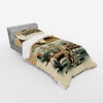thumbnail image 2 of Ambesonne Cheetah Bedding Set 3 Pcs, Wild Cats Chilling Retro, Twin, Camel and Pale Teal, 2 of 2