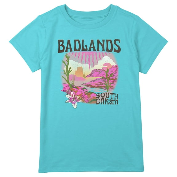 Girl's Lost Gods Badlands South Dakota Graphic Tee Blue Large Plus