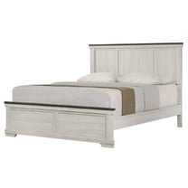 Contemporary 1pc Cottage Style Panel King Size Bed Bedroom Wooden Furniture Chalk Finish