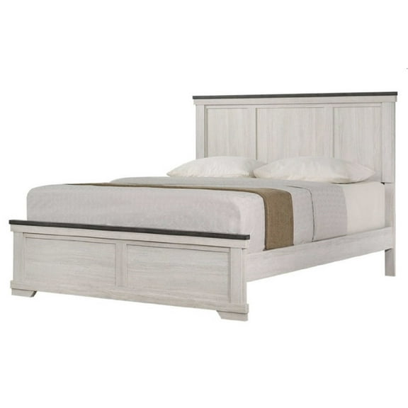 Contemporary 1pc Cottage Style Panel Full Size Bed Bedroom Wooden Furniture Chalk Finish