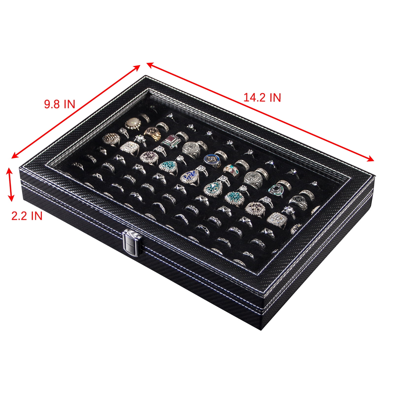 Boîte De Rangement Pour Bagues – 100 Emplacements Avec Couvercle – Premium Et Neuve