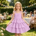 thumbnail image 6 of Glisme Kids Girls Dress Solid Color Sleeveless Halter Summer Comfortable Toddler Girls Dresses Size 11-12 Years Purple, 6 of 8