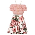thumbnail image 3 of Big Girls' Off Shoulder Ruffle Crop Top Skirt Floral Flower Girl Dress Clothing Set Outfit Blush 10 (J21KS30S), 3 of 4
