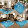 thumbnail image 5 of Large Area Rugs 8'x10', Coastal Beach Tree Blue Carpet Runner Indoor Outdoor Rugs Home Decor Aesthetic, Vintage Summer Palm Tropical Non Slip Mats Washable Accent Rug for Living Room Bedroom, 5 of 8