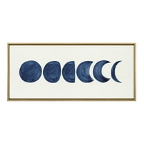 Kate and Laurel Sylvie Linear Moon Phases Framed Canvas Wall Art by Teju Reval of Snazzyhues 18x40 Gold Decorative Moon Art for Wall