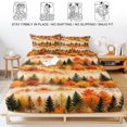 thumbnail image 5 of Cal.King Size Fitted Sheet Set - Fall 3 Piece Bedding Sets 16" Deep Pocket Fitted Sheet with 2 Pillowcases, Watercolor Orange Red Maple Leaves Green Pine Trees Brushed Microfiber Hotel Bed Sheets, 5 of 9