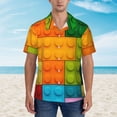 thumbnail image 2 of Fotbe Colorful Building Blocks Camisa Hawaiana para Hombre Unisex – Camisa Casual de Verano con Botones de Manga Corta de Algodón y Lino,Medium, 2 of 7
