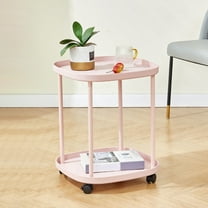 WKSCLPAI Movable Shelf With Wheels Storage Shelf,Home Coffee Table,Livingroom Cart Table,Multi-purpose Shelving Unit with 2-Tair Storage Space,Pink