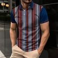 thumbnail image 2 of LMOIPLI Mens Casual Business Shirts Color Block Short Sleeve Henley Shirt Classic Striped Slim Fit Golf Work Top Wine XXXL, 2 of 5