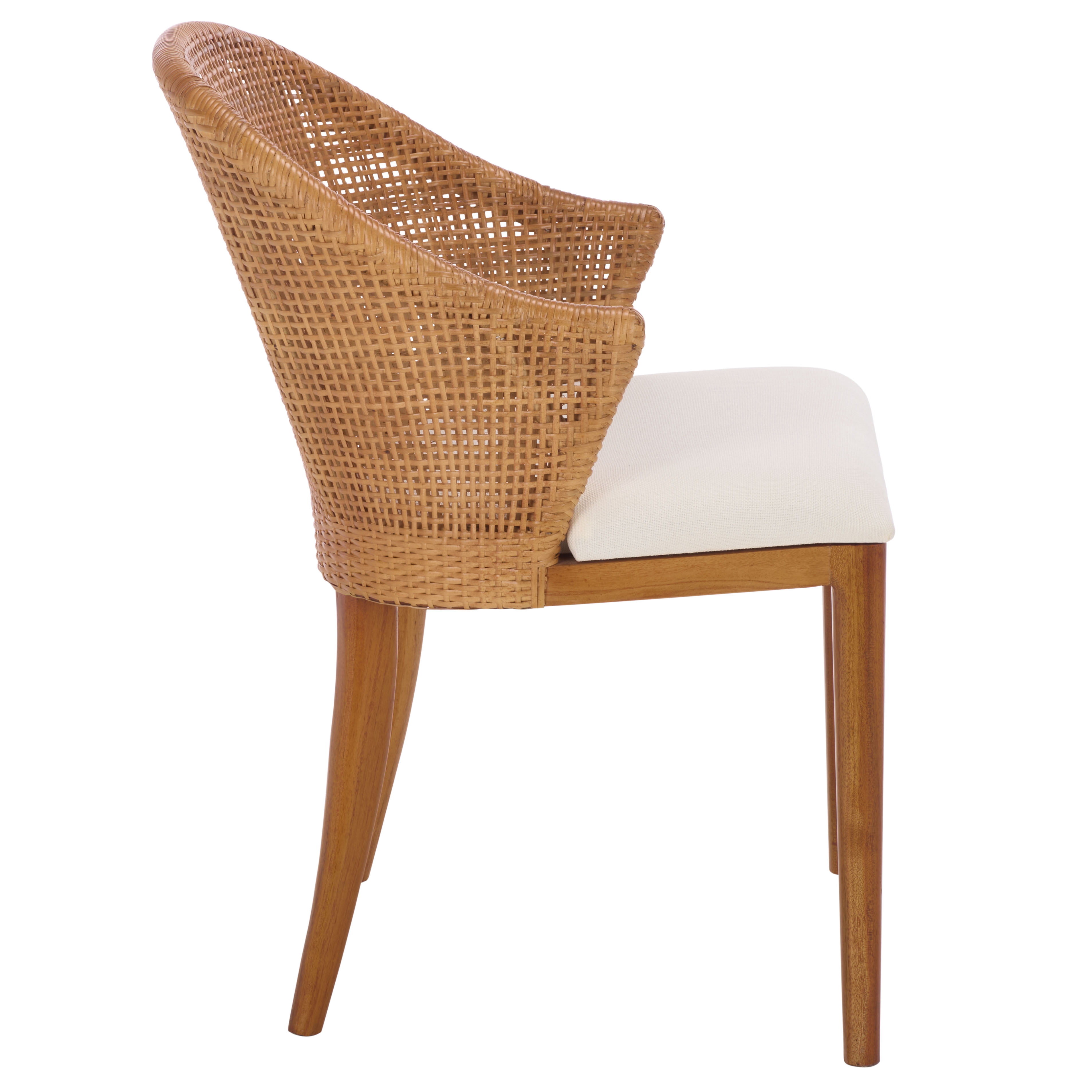 Safavieh Mura Modern Wood and Rattan Dining Arm Chair, Honey/ Ivory