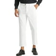 thumbnail image 1 of Pantalones recortados para hombre Pantalones de vestir hasta el tobillo de color sólido con parte delantera plana y ajuste delgado Blanco brillante 30, 1 of 6