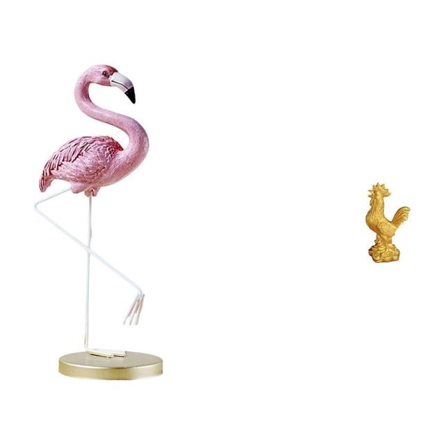 Escultura De Flamenco De Resina, Figura De Arte Moderno Para Jardín Con Soporte De Metal Para Estanque, Jardín O Macizo De Flores. Decoración Feng Shui Con Gallina. Estatua De Gallo,