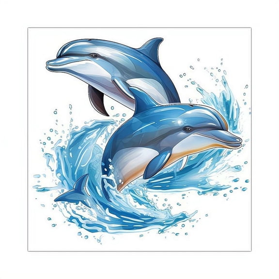 Dolphin Wall Sticker Self-Adhesive Removable PVC Decor for Living Room Bedroom Bathroom, Playful Ocean Art for Kids Nursery & Summer