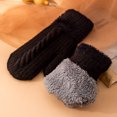 thumbnail image 3 of 1 Pair Women Winter Gloves Color Matching Elastic Thickened Soft Plush Warm Windproof Fiver Fingers Windproof Warm Outdoor Cycling Gloves, 3 of 7