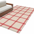 thumbnail image 2 of Area Rug 48×72in, Vintage Red Stripe Linen Style Floor Carpet Living Room Rug, Abstract Geometric Plaid Non-Slip Welcome Mat Indoor Rugs for Bedroom Dining Room, 2 of 9