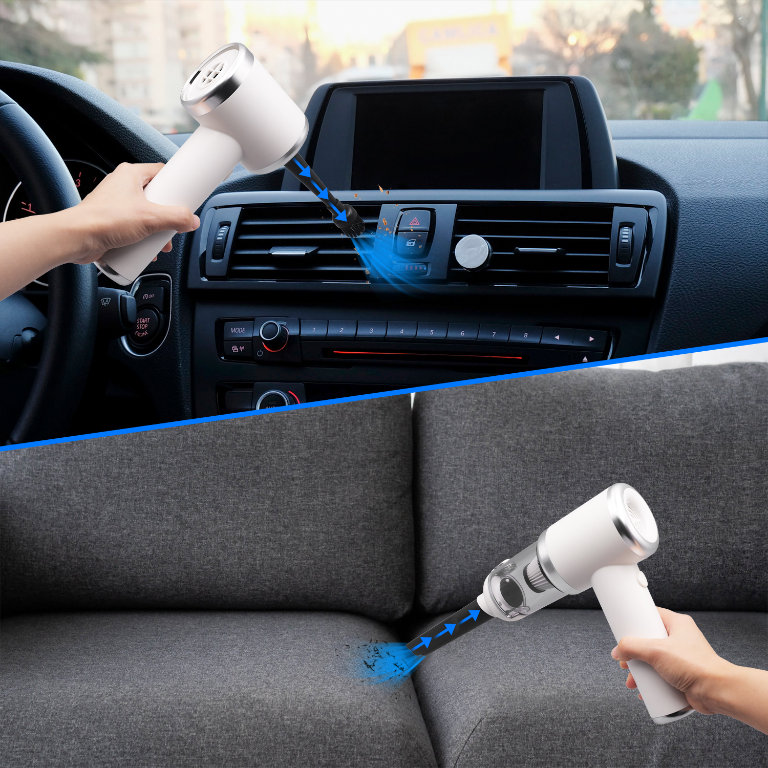 Dofulay Car Vacuum Cleaner Handheld Vacuum Cordless 5500Pa Strong Suction Clean for Home (White)