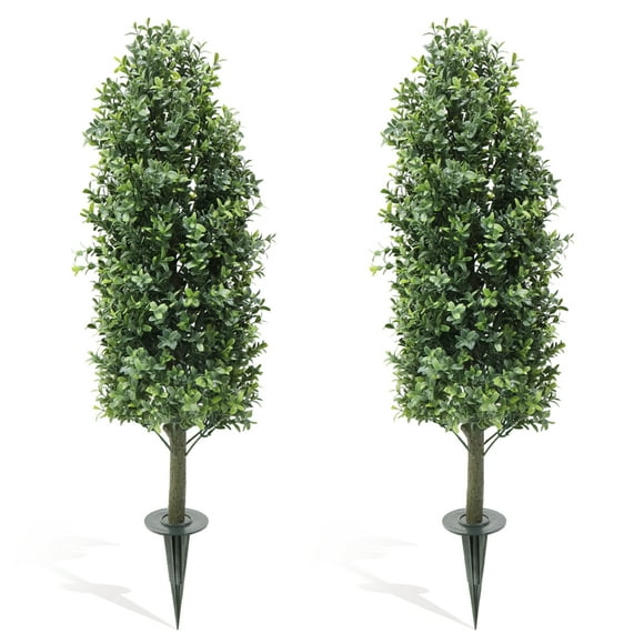 2pcs 2.3FT / 3FT Artificial Buxus Trees in Planters, Realistic Faux Potted Plants for Indoor Outdoor Home Office Wedding Gift Decor