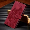 thumbnail image 2 of Feishell Wallet Case For iPhone 7 / 8/ SE 2020, Magnetic Folio Card Slots Holder Kickstand Premium PU Leather Butterfly Patterned Embossed with Wrist Strap Cover For iPhone 7 / 8/ SE 2020, Red, 2 of 13