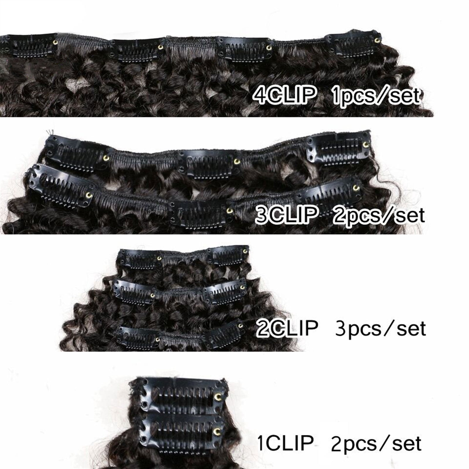 12-26 inch Kinky Curly Clip in Hair Extension, Deep Wave 8Pcs Clip in Real Human Hair 120/240g Wavy Curly Brazilian Hairpieces for Women