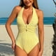 thumbnail image 1 of Trajes de baño de una pieza para mujer, traje de baño de playa con tirantes de color sólido a la moda para mujer, 1 of 7