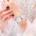 thumbnail image 4 of Reloj de cuarzo clásico de moda Reloj de pulsera informal con diamantes unisex de regalo (blanco), 4 of 4