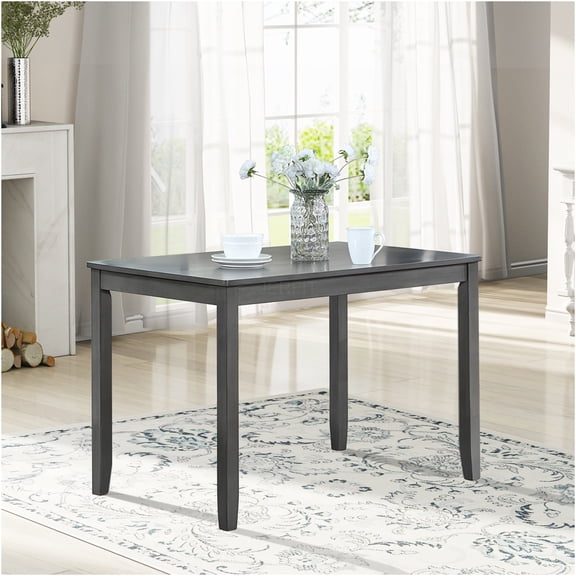 JERFIT Modern Acacia Wood Dining Table for 4, Small Space Kitchen Table with Rectangular Design, Easy Assembly, Gray Finish