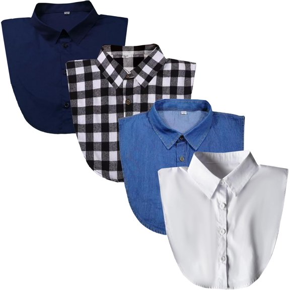 YooGuoGuo 4 Packs Cotton Fake Collar Detachable Dickey Collar Blouse Half Shirts Faux False Collar for Women & Men Favors