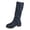 Dark Blue, variant on Womens Knee High Boots Suede Slouchy Shaft Lug Sole Chunky Heel Round Toe Pull on Platform Fall Winter Footwear Wine Size 8.5