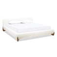 thumbnail image 5 of White Boucle King Platform Bed, Puffy Design, With Foam Filler And Mid-century Solid Ash Wood Legs For An Artistic Bedroom Size Bed In Boucle, Collection, Soft Headboard Strong, 5 of 7