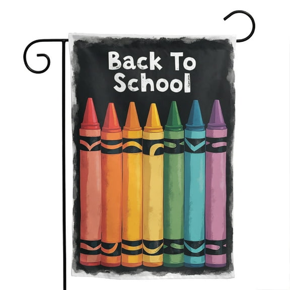 Back To School Burlap Polyester Garden Flag 12.5x18 Inch - Double Sided First Day Outdoor Yard Decoration