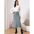 thumbnail image 4 of DARING DIVA Women's Sweater A Line Elastic High Waist Stretchy Midi Skirt L Grey, 4 of 8