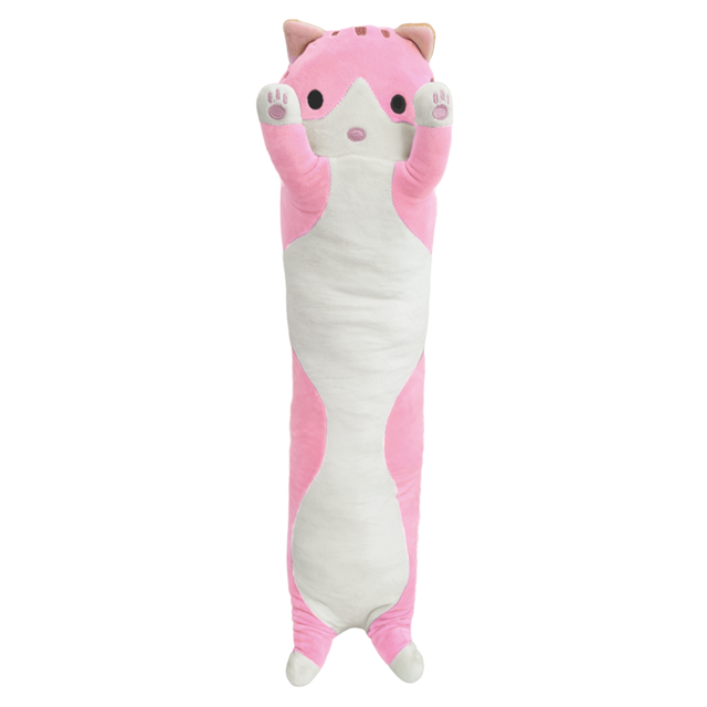 Peluche Gato Largo Kawaii Almohada Suave Regalo San Valentín rosa Grande