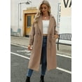 thumbnail image 2 of Lapel Collar Double Breasted Women's Winter Elegant Coats Long Notched Pea Coat, 2 of 8