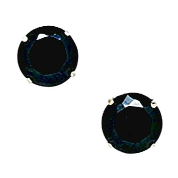 925 Sterling Silver Rhodium Plated Black 6mm Round Cubic Zirconia Basket Set Earrings Stud Earring for Women