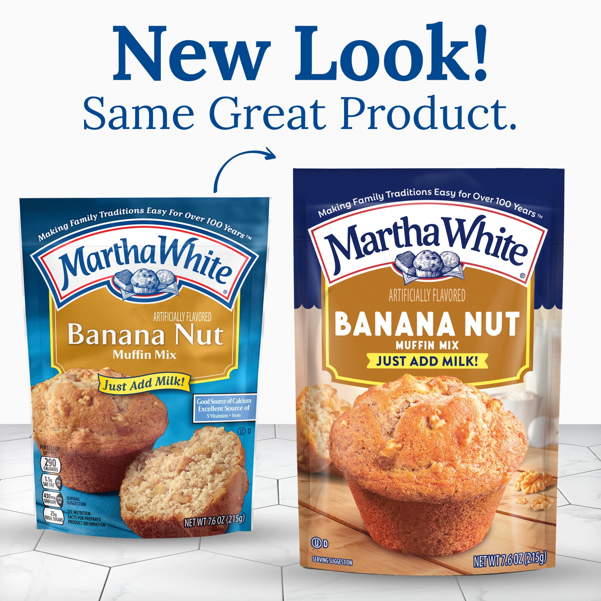 (12 pack) Martha White Banana Nut Muffin Mix, 7.6 oz Bag