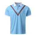 thumbnail image 4 of Sngxgn Men's Print Short Sleeve Cotton Polo T-Shirt(Light Blue,L), 4 of 5