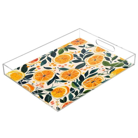 

Acrylic Tray 15.7*11.8*1.9 Inch Transparent Tray Food Tray Tea Cup Tray Serving Trays Cosmetics Storage Kitchen Table Bathroom Sundry Storage Lovely Orange2