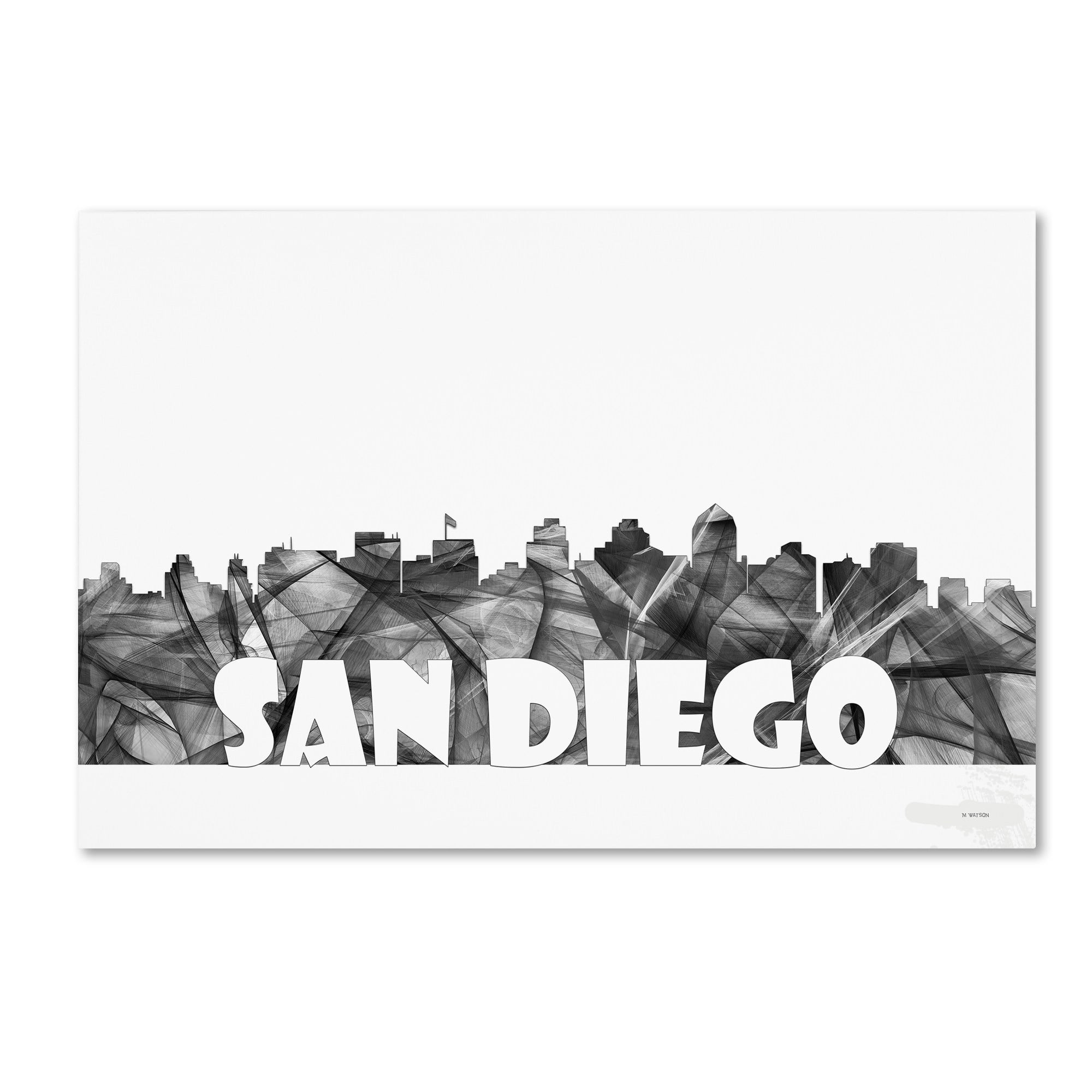 Trademark Fine Art 'San Diego California Skyline BG-2' Canvas Art by Marlene Watson