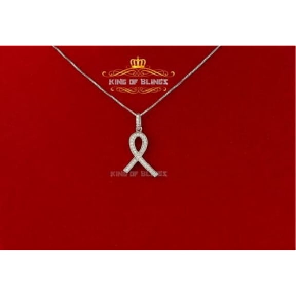 King of Bling's White Ribbon Shape Pendant 925 Sterling Silver with 0.26ct Cubic Zirconia stone